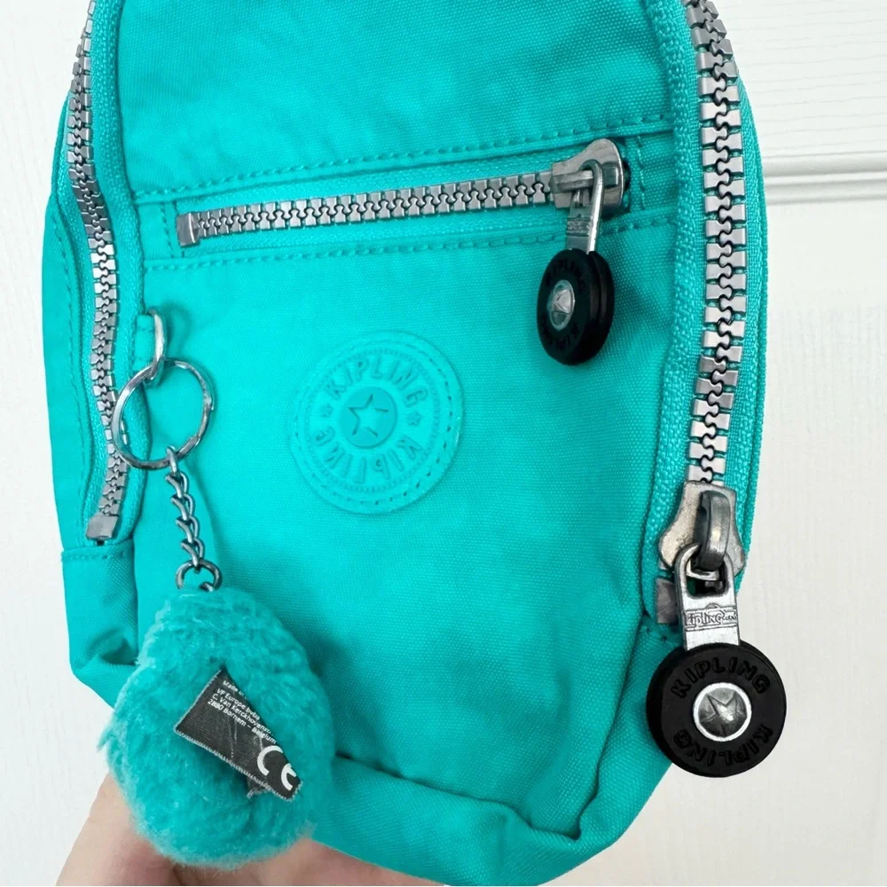 Kipling Turquoise Mini Backpack Keychain w/monkey - Picture 4 of 8